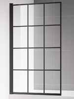 AQUAme 80х140 AQM2858-L левая, стекло прозрачное, профиль черный матовый