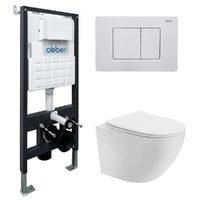 Abber Bequem AC1100T-AC0105-AC0120MW безободковый, смыв торнадо, белый, кнопка белая