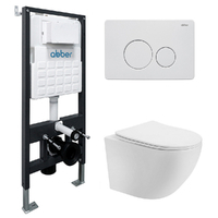 Abber Bequem AC1100T-AC0105-AC0121MW безободковый, смыв торнадо, белый, кнопка белая