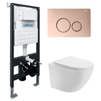 Abber Bequem AC1100T-AC0105-AC0121RG безободковый, смыв торнадо, белый, кнопка розовое золото