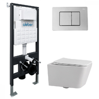 Abber Rechteck AC1201-AC0105-AC0120 безободковый, крышка с микролифтом, белый, кнопка хром