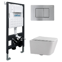 Abber Rechteck AC1201-AC0105-AC0120MCH безободковый, белый, кнопка хром матовый