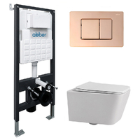 Abber Rechteck AC1201-AC0105-AC0120RG безободковый, белый, кнопка розовое золото