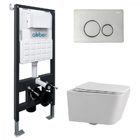 Abber Rechteck AC1201-AC0105-AC0121 безободковый, крышка с микролифтом, белый, кнопка хром