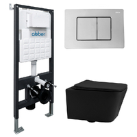 Abber Rechteck AC1201MB-AC0105-AC0120 безободковый, черный матовый, кнопка хром