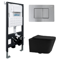 Abber Rechteck AC1201MB-AC0105-AC0120MCH безободковый, черный матовый, кнопка хром