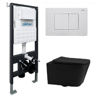 Abber Rechteck AC1201MB-AC0105-AC0120MW безободковый, черный матовый, кнопка белая