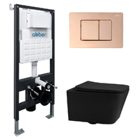 Abber Rechteck AC1201MB-AC0105-AC0120RG безободковый, черный матовый, кнопка розовое золото