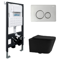 Abber Rechteck AC1201MB-AC0105-AC0121 безободковый, черный матовый, кнопка хром