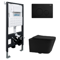 Abber Rechteck AC1201MB-AC0105-AC0121MB безободковый, крышка с микролифтом, черный матовый, кнопка черная