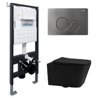 Abber Rechteck AC1201MB-AC0105-AC0121MCH безободковый, черный матовый, кнопка хром