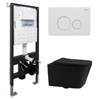 Abber Rechteck AC1201MB-AC0105-AC0121MW безободковый, черный матовый, кнопка белая