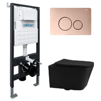 Abber Rechteck AC1201MB-AC0105-AC0121RG безободковый, черный матовый, кнопка розовое золото