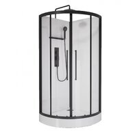 Acquazzone Omega 90х90 90T BLACK стекло прозрачное, профиль черный, без крыши