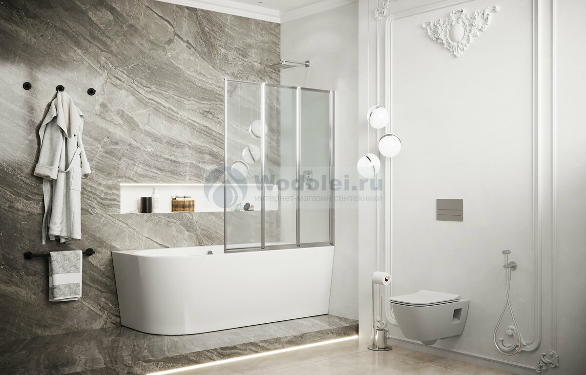 Фото Шторка для ванны Ambassador Bath Screens 90x140 16041113 стекло прозрачное, профиль хром