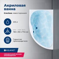 Aquanet Graciosa 150x90 00205325 левая, с каркасом, белая