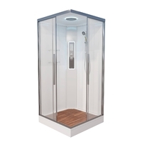 AvaCan 100x100 K2010LED с подсветкой, гидромассажем, стекло прозрачное, профиль хром