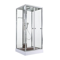 AvaCan 100x100 Z1910LED с подсветкой, гидромассажем, стекло прозрачное, профиль хром