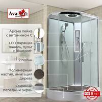 AvaCan 110x80 EM2811RLEDT с гидромассажем и подсветкой, стекло прозрачное, профиль хром, правая