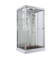 AvaCan 110x90 V2011LED с подсветкой, гидромассажем, стекло прозрачное, профиль хром