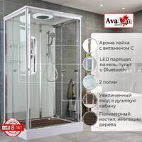 AvaCan 110x90 V2011LED с подсветкой, гидромассажем, стекло прозрачное, профиль хром