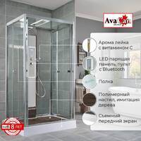 AvaCan 110x90 Z1911LEDMT с подсветкой, гидромассажем, стекло прозрачное, профиль хром
