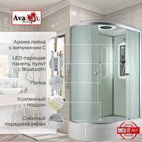 AvaCan 120x80 D3012RLED с гидромассажем и подсветкой, стекло матовое, профиль хром, правая