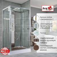 AvaCan 120x90 Z1912LED с подсветкой, гидромассажем, стекло прозрачное, профиль хром