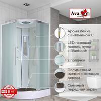 AvaCan 80x80 EM2080LED с гидромассажем и подсветкой, стекло матовое, профиль хром