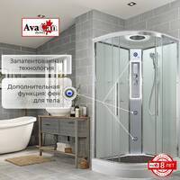 AvaCan 80x80 EM2080LEDT с гидромассажем и подсветкой, стекло прозрачное, профиль хром