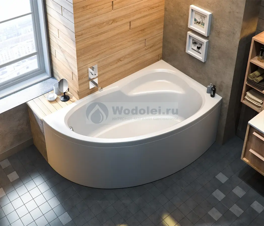 Акриловая ванна Bas Сагра 160x90 В 00146 белая глянцевая, правая, с каркасом