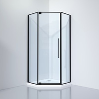 Black&White 100х100 S815 BC-1000x1000 стекло прозрачное, профиль черный, без поддона