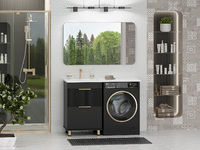 Brevita Enfida 120 см напольная, под стиральную машину, правая, черная