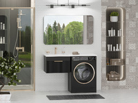 Brevita Enfida 120 см подвесная, под стиральную машину, правая, черная