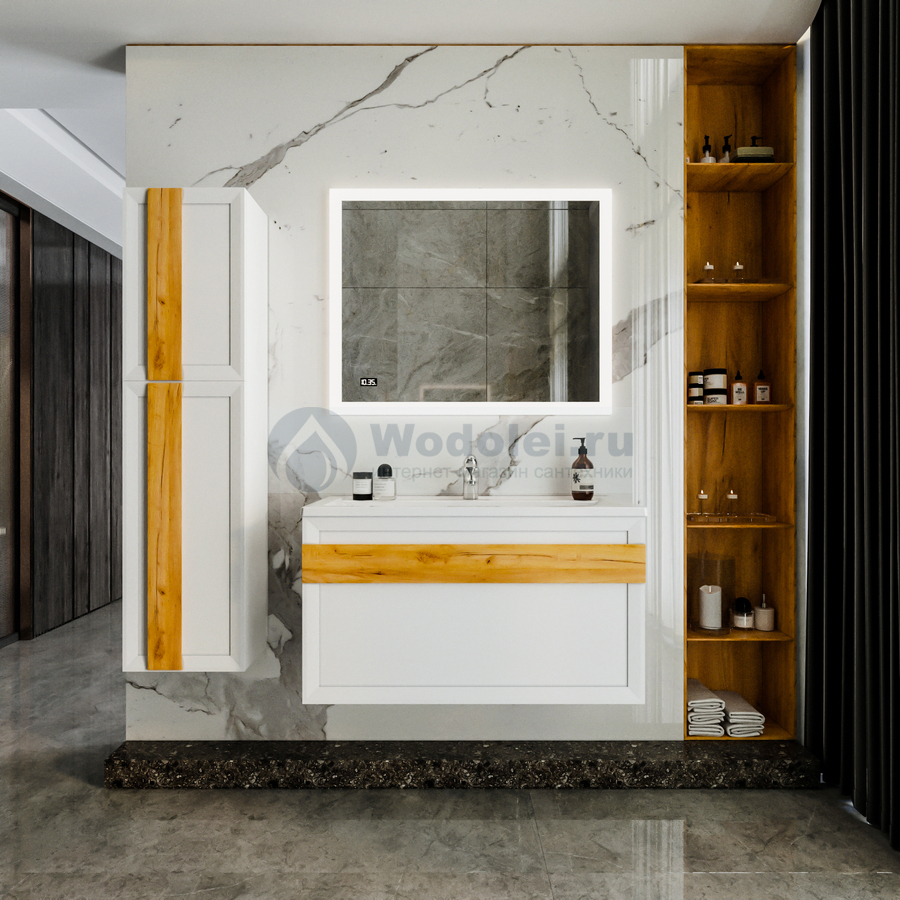 Фото Мебель для ванной комнаты Бриклаер Берлин 100 см белая глянцевая
