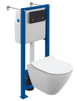 Cersanit City 68305 безободковый, с крышкой микролифт, белый, кнопка черная матовая