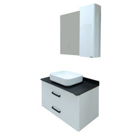 Comforty Амстердам-95 белая с черной столешницей, 2 ящика