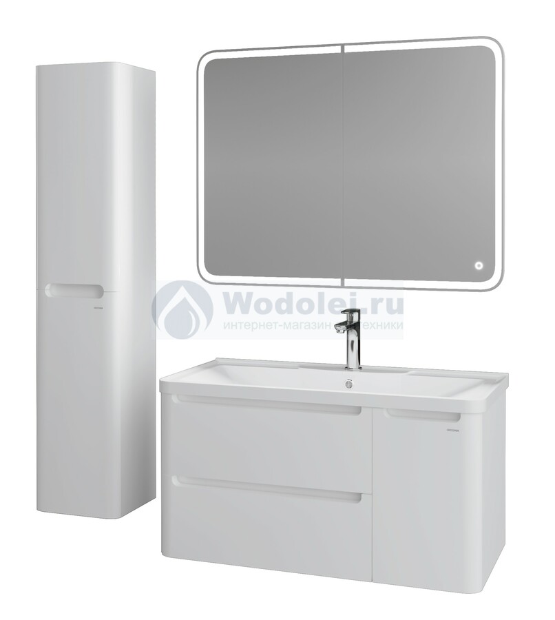 Фото Мебель для ванной Grossman Адель 90 см подвесная, 2 ящика и дверца, белая