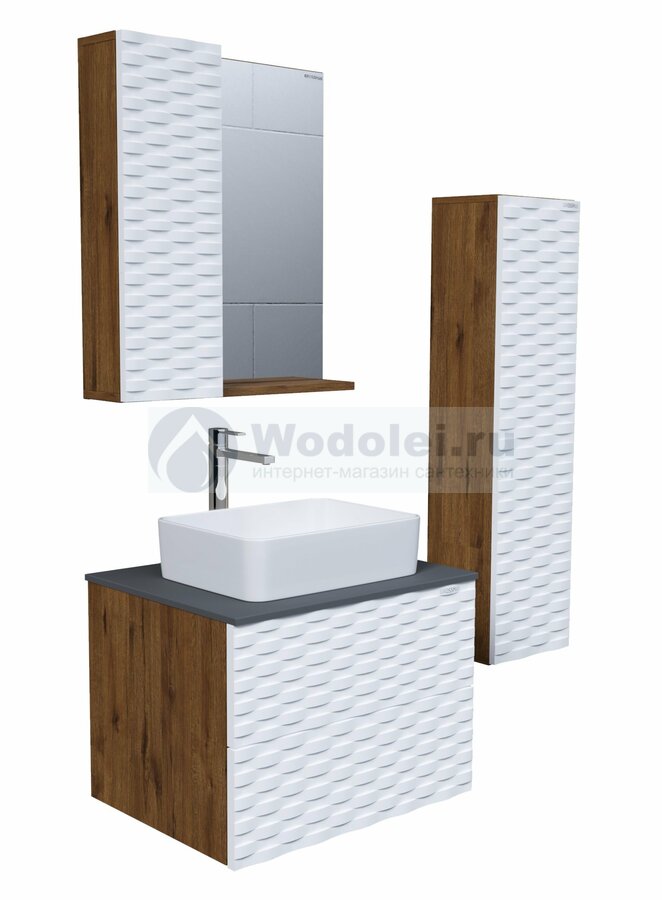 Мебель для ванной Grossman Альба 65 см, 2 ящика, веллингтон/белая
