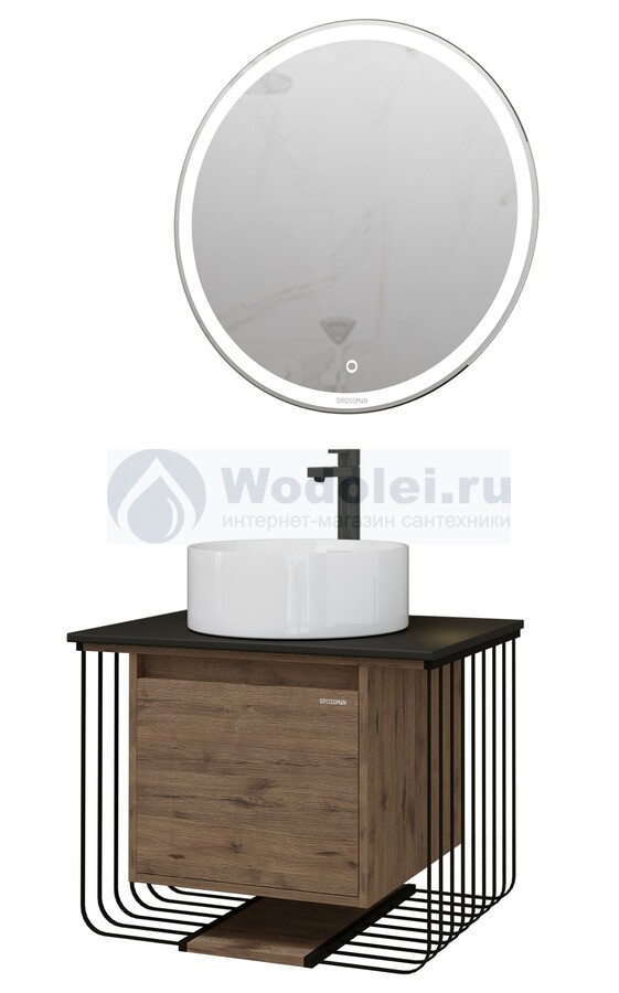 Мебель для ванной Grossman Винтаж 70 подвесная, 1 ящик, веллингтон/металл