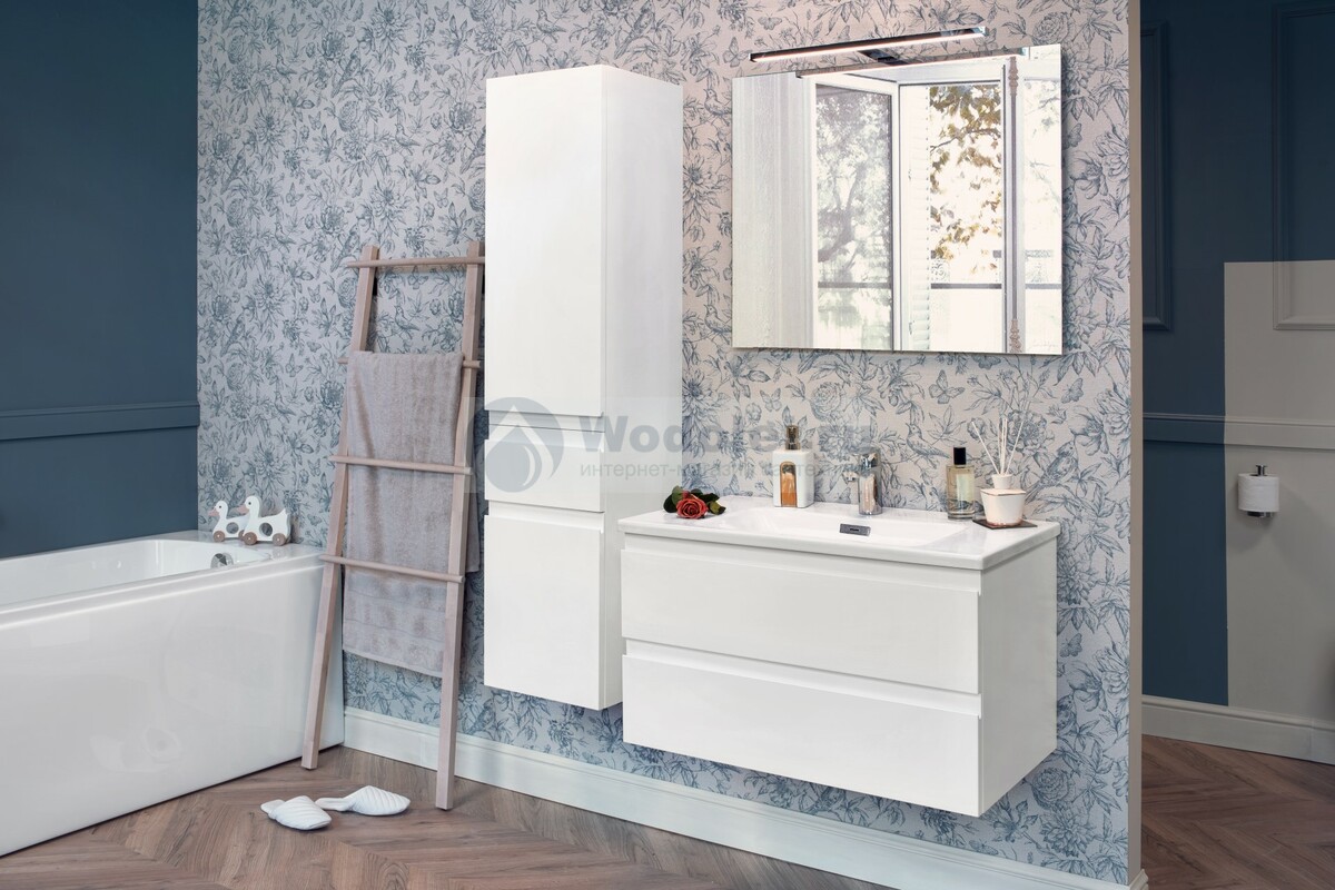 Мебель для ванной комнаты Jacob Delafon Madeleine EB2053-J5 80 см., 2 ящика, блестящая белая, подвесная