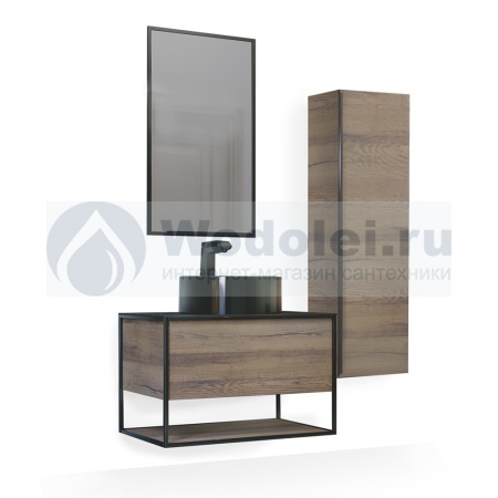 Мебель для ванной Jorno Steal 75 см подвесная, коричневый