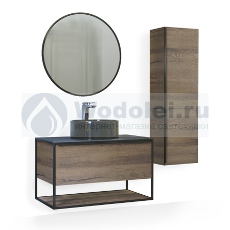 Мебель для ванной Jorno Steal 90 см подвесная, коричневый