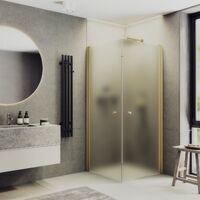 MaybahGlass 80x80 MGY-1293-3 стекло сатин, профиль золото, без поддона