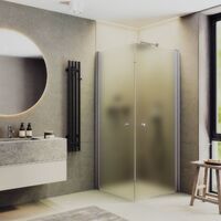 MaybahGlass 80x80 MGY-1293-5 стекло сатин, профиль хром матовый, без поддона