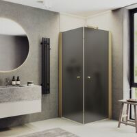 MaybahGlass 80x80 MGY-1295-3 стекло графит матовый, профиль золото, без поддона