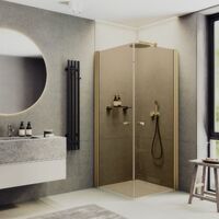 MaybahGlass 80x80 MGY-1297-2 стекло бронза, профиль золото, без поддона