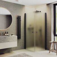 MaybahGlass 90x90 MGY-1294-6 стекло сатин, профиль черный, без поддона