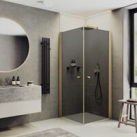 MaybahGlass 90x90 MGY-1300-3 стекло графит, профиль золото, без поддона