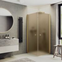 MaybahGlass 90x90 MGY-1301-3 стекло бронза матовая, профиль золото, без поддона